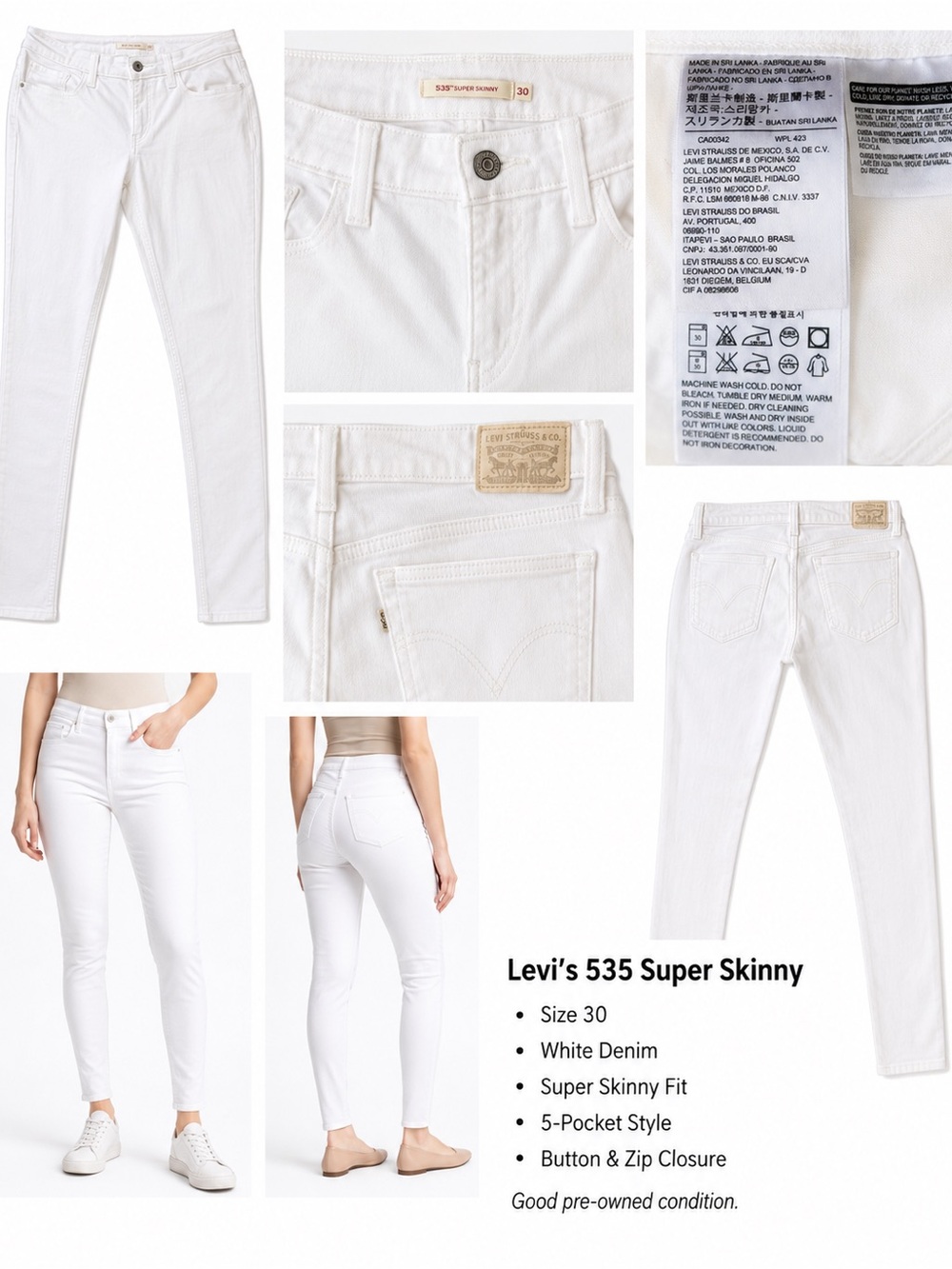 Levi's White 535 Super Skinny Jeans